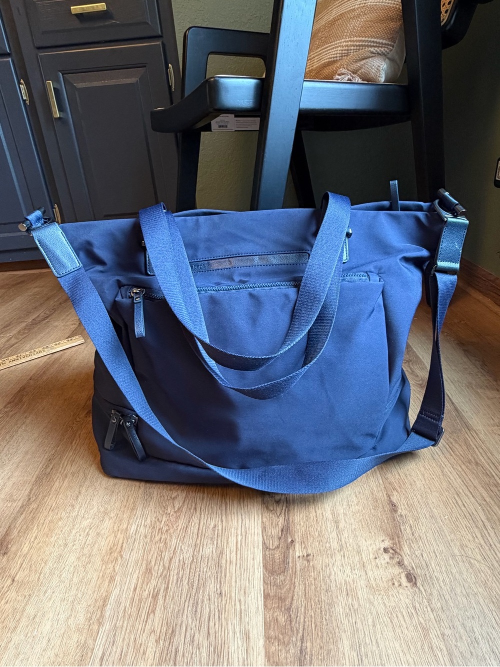 eBags Belcourt Upward Carryall Navy Laptop Travel Tote Crossbody Shoulder Bag